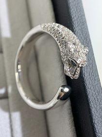 Cartier micro-inlaid half diamond leopard ring-3670